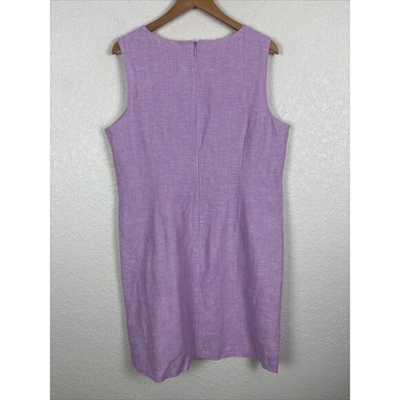 Talbots Womens Linen Dress Sz 10 Purple Embroidered Easter Spring Wedding Shower - Picture 4 of 8